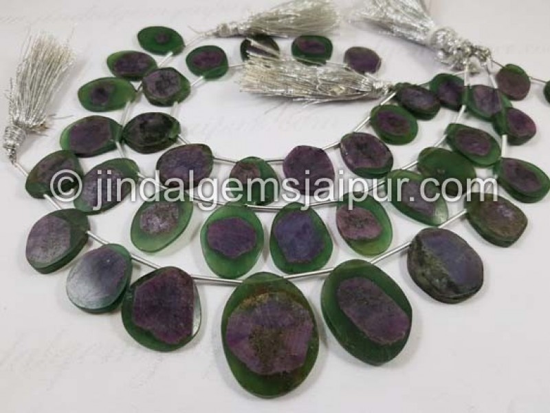Watermelon Sapphire Far Smooth Slice Beads